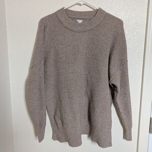 Aerie Cozyup Waffle Crew Sweater Size Women's XS OVERSIZED Brown